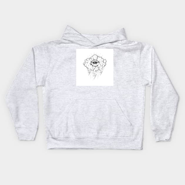 Tattoo of All Seeing Eye In a Cloud with lightnings Kids Hoodie by devaleta